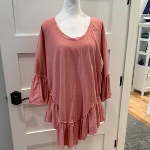 Free People Dusty Rose Ruffle Tunic